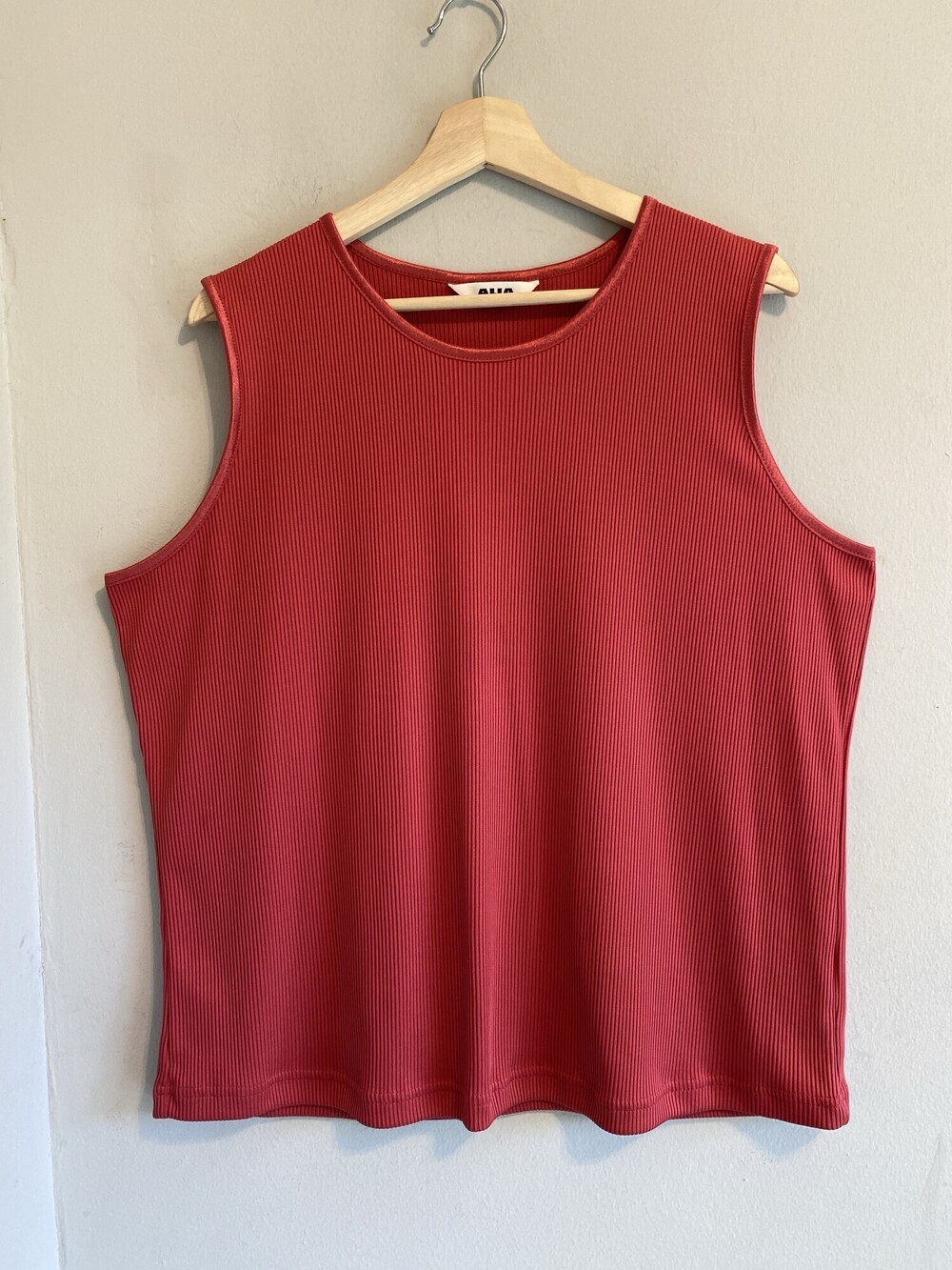 Alia Red Ribbed Sleeveless Tank Top Women's Estimated XXL